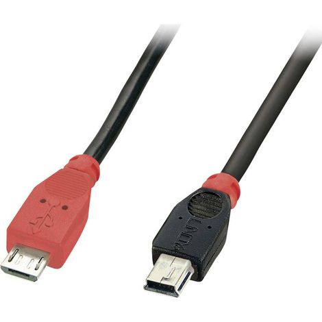 Câbles - USB & Thunderbolt LINDY USB 2.0 Cable Type Micro-B/Mini-B OTG 0.5m Micro-B plug to Mini-B plug (1/4)
