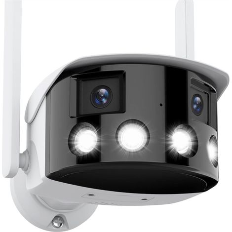 Caméra de sécurité à Domicile Caméra Fixe panoramique à Double Objectif 2K 4MP Caméra IP extérieure à Grand Angle de Vision de 180 ° AI Caméra de sécurité à détection Humaine(2K Add 32G Card) (1/5)
