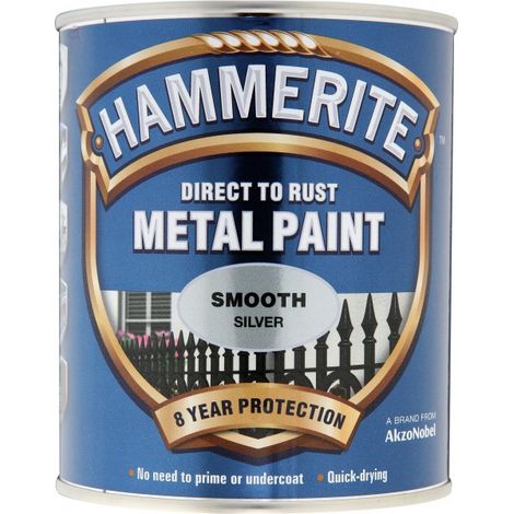 Hammerite - Smooth Direct To Rust Metal Paint - 2.5 Litres - Silver