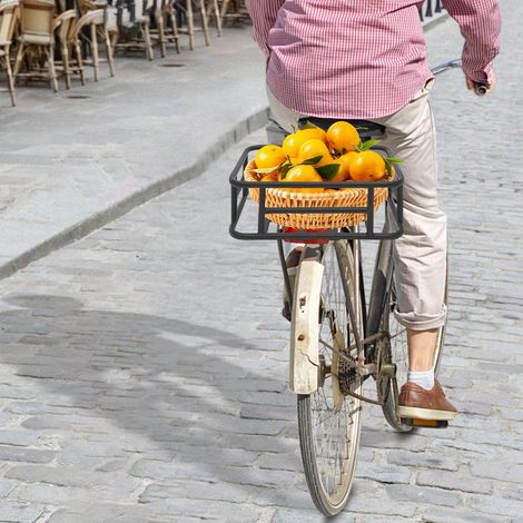 Panier de vélo arrière 45,5 x 32,5 x 15 cm, panier de vélo amovible à l'arrière, capacité de charge 25 kg, fer de qualité supérieure pour la plupart des VTT et vélos, noir