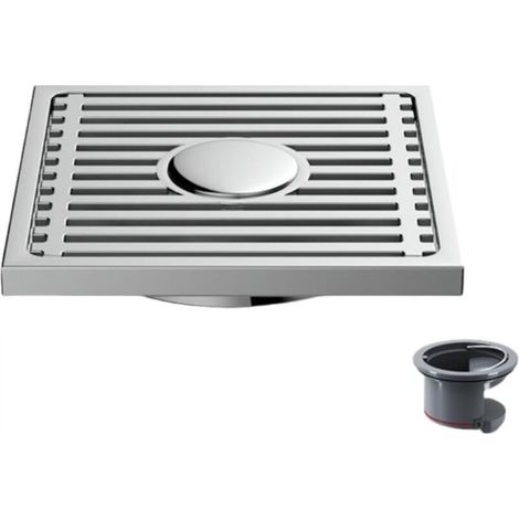[NON UTILIZZATO] Scarico a pavimento per bagno, in acciaio inox spazzolato, ad alta capacità, con base in bambù e finitura galvanizzata lucida, a doppio uso.