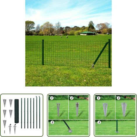 vidaXL Clôture pour chiens - Clôture euro Acier 10x1,5 m Vert (1/5)