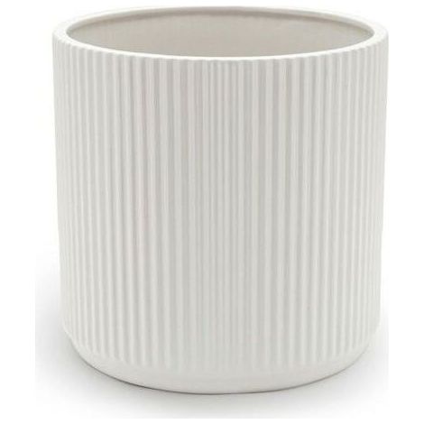 Pot de fleurs en céramique blanche à rayures verticales – Idéal pour les plantes d'intérieur, la décoration du salon, du bureau ou d'un jardin suspendu, convient à diverses plantes vertes, diamètre 9 (1/4)