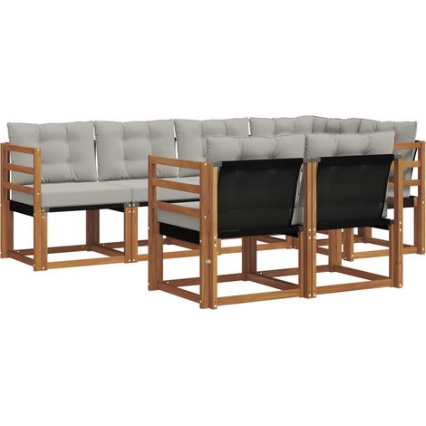 Set di divani da esterno 7 pcs Grigio Naturale e Chiaro vidaXL (1/5)