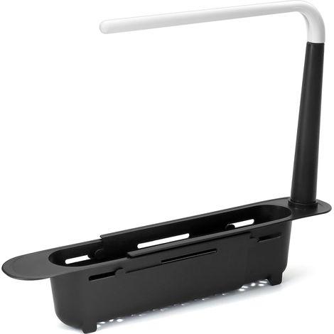 1 Organisateur évier télescopique, réglable 32-45cm, plastique noir, rangement cuisine