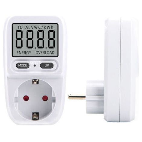 Wattmètre 230 V/16 A, wattmètre, compteur d'énergie à prise, compteur de consommation d'énergie, contrôleur de consommation d'énergie avec écran LCD, puissance maximale 3680 W (1 pièce) (1/4)