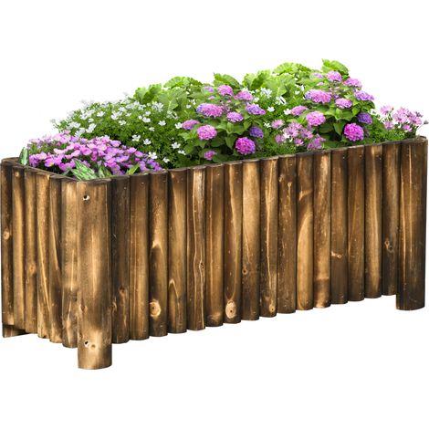 100L Wooden Rectangular Planter Box for Flowers and Herbs,Outdoor Garden Container,Dimensions: 100L x 38.5W x 40H cm