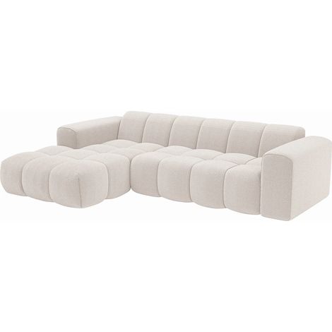Divano angolare sinistro in tessuto ciniglia beige - CALESO di Maison Céphy (1/5)