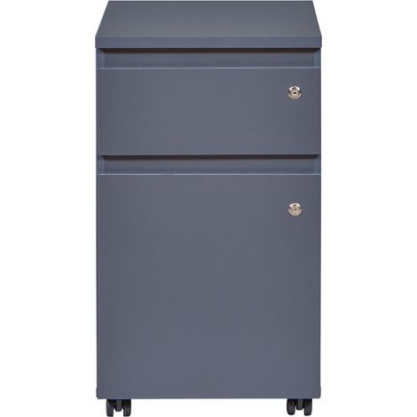 Caisson 1 porte 1 tiroir à roulettes 44x51,3x76,9 cm gris anthracite (1/5)