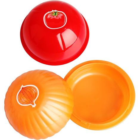 Onion Tomato Keeper Set, Reusable Refrigerator Food Saver Container with Lid Onion Organizer Holder for Leftover Tomato Onion (1/5)