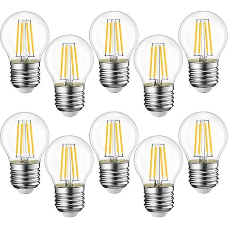 10pcs E27 G45 LED Bulbs 4W Equivalent to 40W, E27 Retro LED Bulbs, 3000K Warm White Clear Glass, 10pcs (1/5)