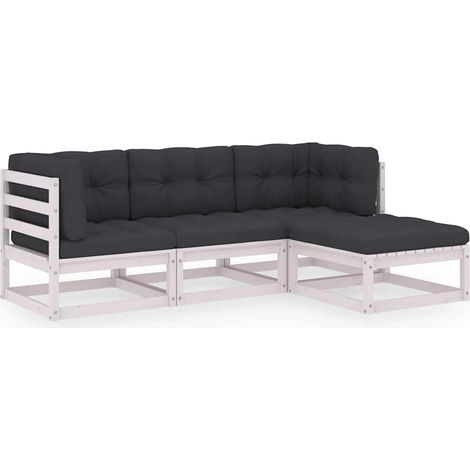 Set Divani da Giardino 4 pz Salotto da Giardino con Cuscini Legno Massello Pino (1/5)