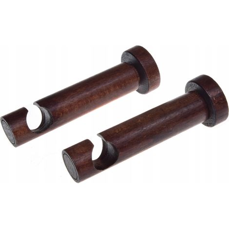 Soporte individual de madera para barra de cortina, diámetro 20 mm, caoba, 2 unidades. (1/5)
