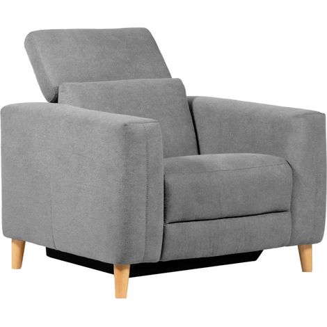 Fauteuil relax électrique en tissu gris avec pieds en bois - POLO (1/5)