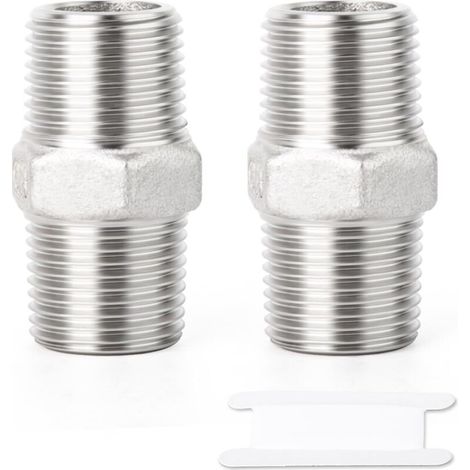 Zweiteilige Sechskant-Rohrverschraubungen aus Edelstahl 304, 1-1/4" BSP-Außengewinde, gerader Adapter – 1/2" M (1/5)