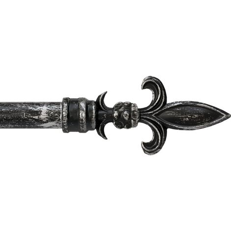 Bastone Tenda Ferro Estendibile 120-210 A Muro Asta Scorritenda Binario Anelli Staffe Viti - Nero Argento