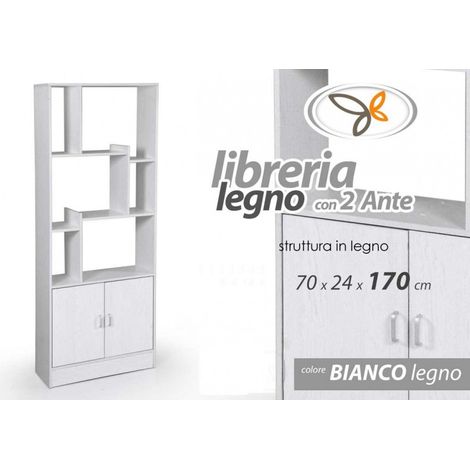 Bibliothèque de bureau de chambre blanche avec compartiment 70x 24 x 170 h