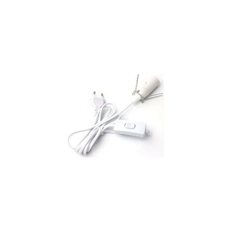 Câble pour lampe à sel avec interrupteur - E14-1,8 m - Douille pour lampe de sel, Blanc - Crezuo (1/4)