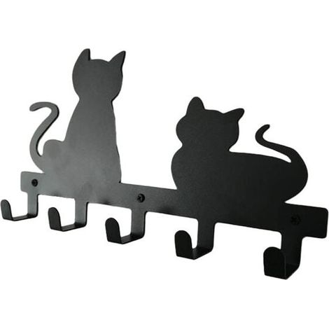 Kreativer Cartoon-Katzenhaken, personalisierter Wandbehang, schwarzes Katzenseil, Eisenhaken, schwarze Katzenmantel- und Huthaken, (1/4)