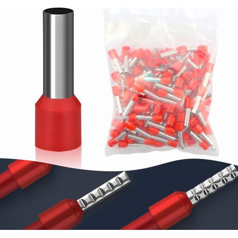 Embout de Cablage Cosse 10mm² 18mm 150 Pièces Embouts à Sertir Isolées pour Sertir l'extrémité des Câbles (10mm²x18mm) (1/5)