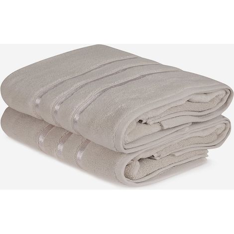 Lot 2 draps de bain en microcoton 70x140 cm Dolce (1/5)