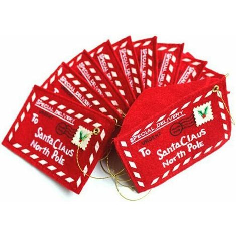 10 pièces de pendentifs d'arbre de Noël, enveloppes de Noël non tissées, peuvent contenir des bonbons, des cartes de Noël, des décorations de Noël