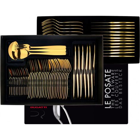 RIVIERA GOLD, Posate Set 75 Pz, Scatola Gallery, Casa Bugatti - Colore: Oro Lucido (1/3)