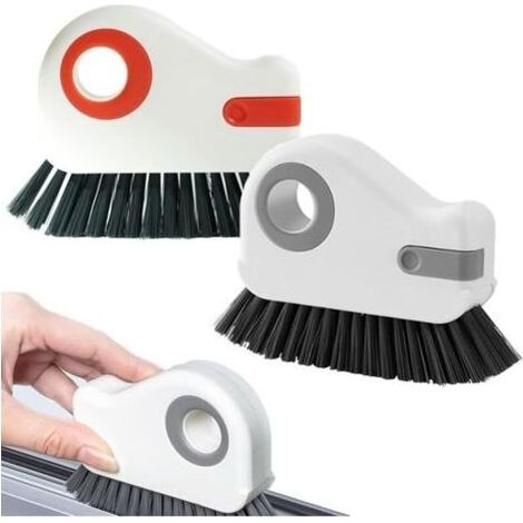 2 PCS Rainure Nettoyage Brosse Fenêtre Brosses, Brosse de Nettoyage Rainure Fenetre Vitres, 2 en 1 Multifonction Rainure Rail Rapide Nettoyage Outil, pour Le Nettoyage de la Cuisine, du Sol (1/5)