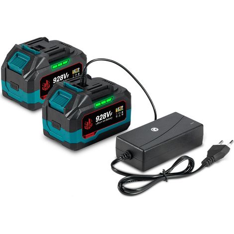2 Pack Ersatzakku für 18V Akku-Elektrowerkzeuge, 6,0 Ah Lithium Akku mit LED Anzeige und Ladegerät – O6