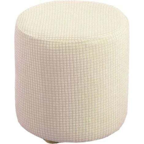 Dehnbarer quadratischer/runder Ottomanen-Pouf-Überzug, weicher Jacquard-Fußstützenbezug zum Schutz Ihrer Fußstütze, Pouf-Überzug mit elastischem Boden (Farbe: Milchweiß, Größe: 30 x 30 cm)