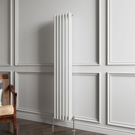 Biubiubath Traditional Cast Iron Style Radiator Vertical 3 Column White 1500x290mm