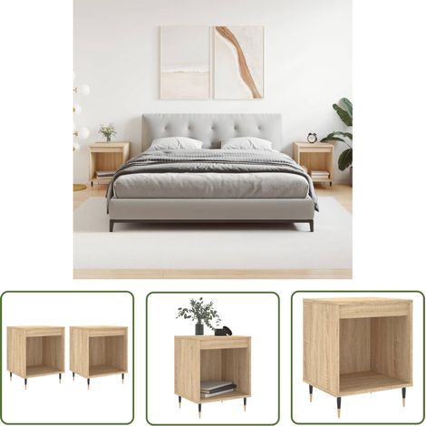 The Living Store Nachttische 2 Stk. Sonoma-Eiche 40x35x50 cm Holzwerkstoff - Nachttisch - Wohnzimmermöbel - Beistelltisch - Holzwerkstoff - Sonoma-Eiche (1/5)
