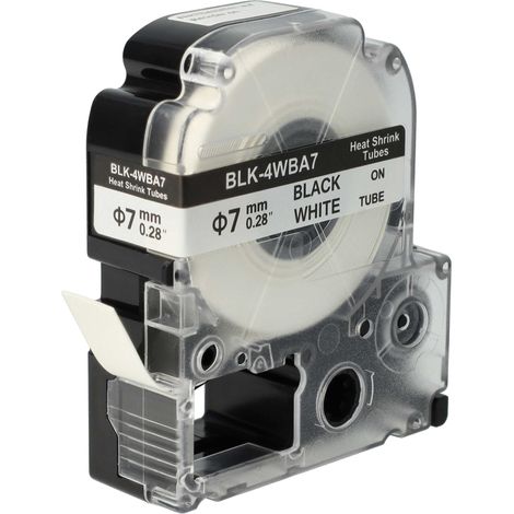 vhbw Label Tape compatible with Epson LabelWorks LW-Z900 Label Printer Black on White, Heat Shrink Tape, 7 mm (1/4)