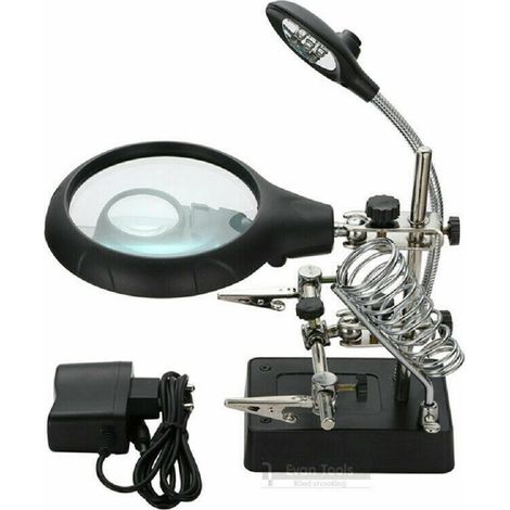 TrAdE Shop Traesio - Lente Ingrandimento Saldatura Riparazione 5 Led Ausiliaria Molletta Mg16129-c - (1/5)