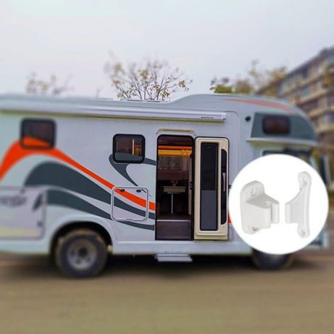 Arrêt de Porte en Plastique 2 Pièces Blanc T-Forme 35/48mm, Trappe Service Mobil-Homes Caravanes Fixation Cuneary (1/5)