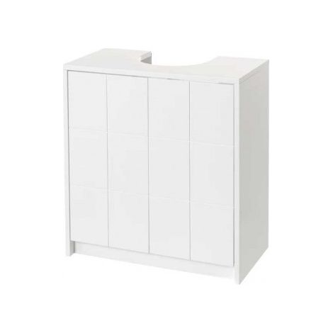 Meuble bas de salle de bain blanc en bois MDF – 2 portes – Dimensions 56x30x60cm – 2 étagères 5kg – Lolahome (1/5)