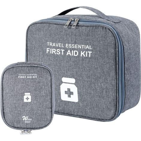 2er Set Reiseapotheke leer, wasserdicht, doppellagig, grau