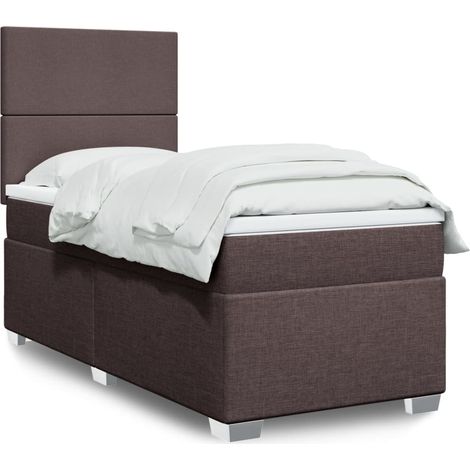Boxspringbett mit Matratze Dunkelbraun 90x200 cm Stoff