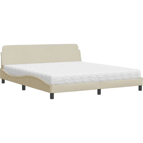 Maison Exclusive - Bett mit Matratze "Dover" Creme 180x200 cm Sto (1/5)