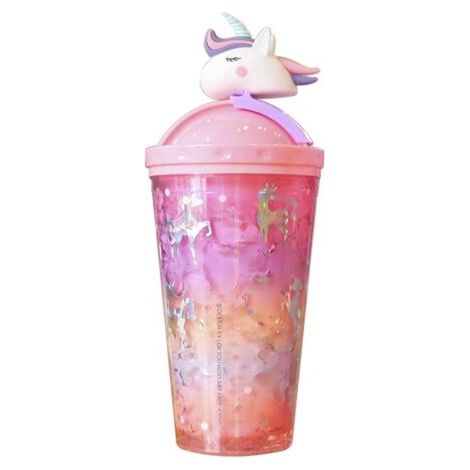 Gobelet à glace licorne dégradé avec paille en forme de cœur pour fille (1/2)