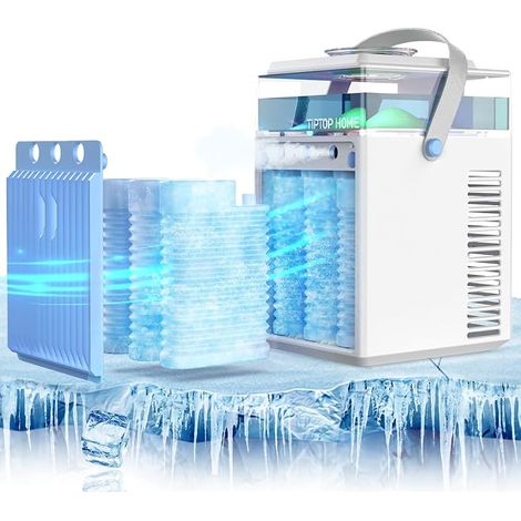 Climatiseur Portable USB Mini Brume Fraîche Refroidisseur d'Air 5 en 1 Ventilateur Humidificateur Mobile Sans Évacuation 800ML Air Cooler Fan Écologique et Silencieux (1/5)