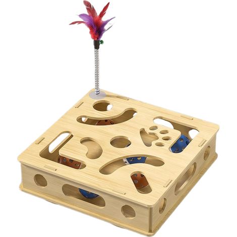 Self-Hi Anti-Langeweile-Puzzlespiel für Katzen: Ein anregendes Spielzeug, das die Energie Ihrer Katze mit seiner Spielangel und dem Glöckchen steigert. Zubehör inklusive.