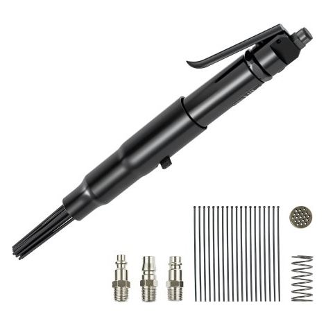 Escarificador de Aguja de Aire de 3400 BPM para Eliminar Pintura Oxidada con Ajuste de 3 Velocidades, 19 Agujas Endurecidas, 3 Conectores de Boquilla de Aire, Compacto, con Agarre Ergonómico (1/5)