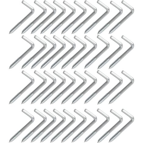 50 crochets à vis en L, M3, 33x14 mm, zinc, à visser, cadres (1/5)