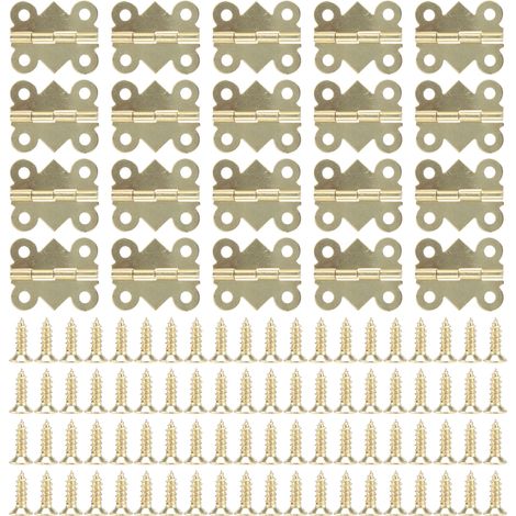 20 Set Hinge Iron Material Screw Mounting Wooden Box Cabinet Door Activity Device 25x20mm (1/5)