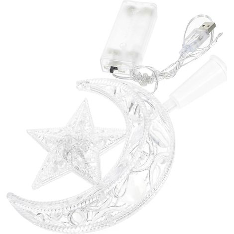 Décoration de sapin de Noël classique en forme d'étoile et de lune avec LED (1/5)