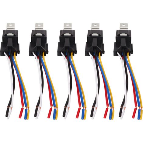 Kit de relais automobile 5 pièces, 5 broches 40A 12V, étanche, Contact en cuivre, harnais de voiture (1/5)