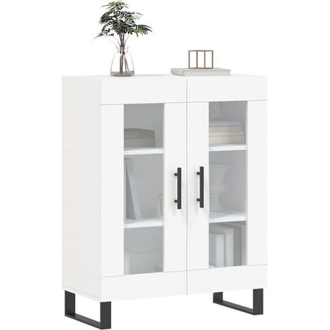 Buffet de Cuisine Blanc 69,5 x 34 x 90 cm - Meuble Rangement Compact en Bois d'Ingénierie pour Salle à Manger et Entrée (1/5)