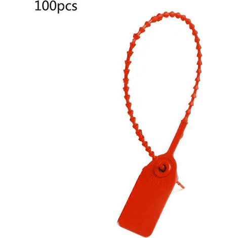 100 étiquettes de sécurité en plastique inviolables pour extincteurs (rouges). (1/5)