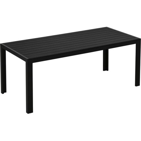 Table de jardin Outsunny plastique 190 x 84,5 x 72 cm resistant aux intemperies aspect bois (1/4)